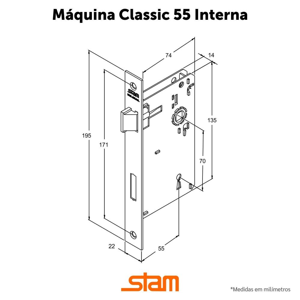 Fechadura Classic Roseta Quadrada Interna Gold Loja Stam