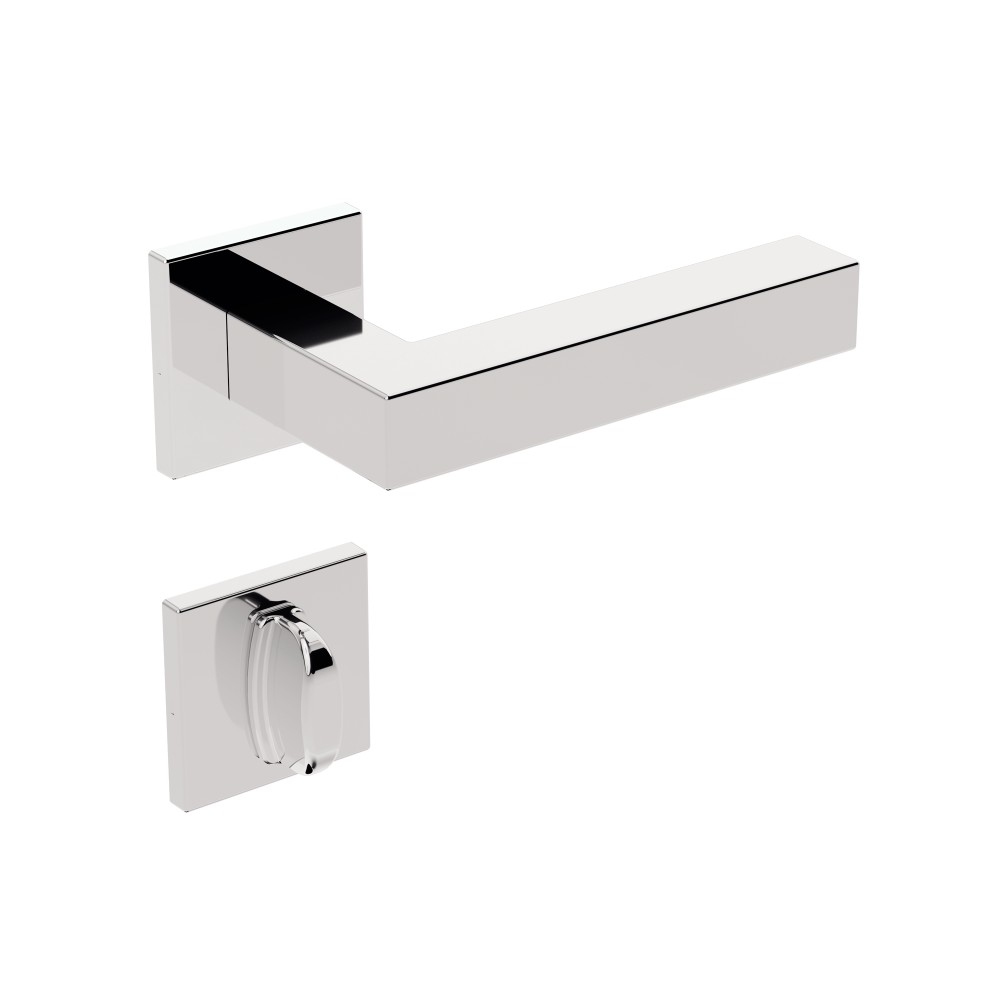 Fechadura Ix420 Broca 55 Mm Roseta Quadrada 2 Inox Polido Banheiro