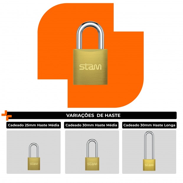 Cadeado Zamac E-Coat 25mm Caixa 10 unidades