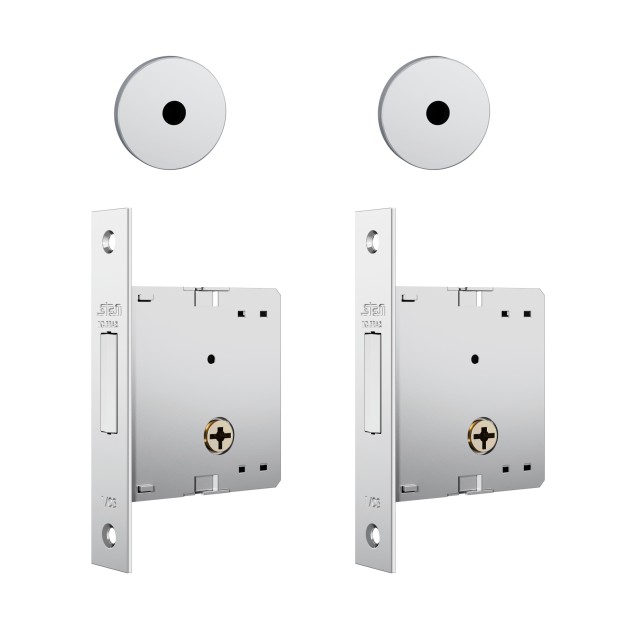 Fechadura 1002 Par Roseta Redonda Tetra Externa Inox