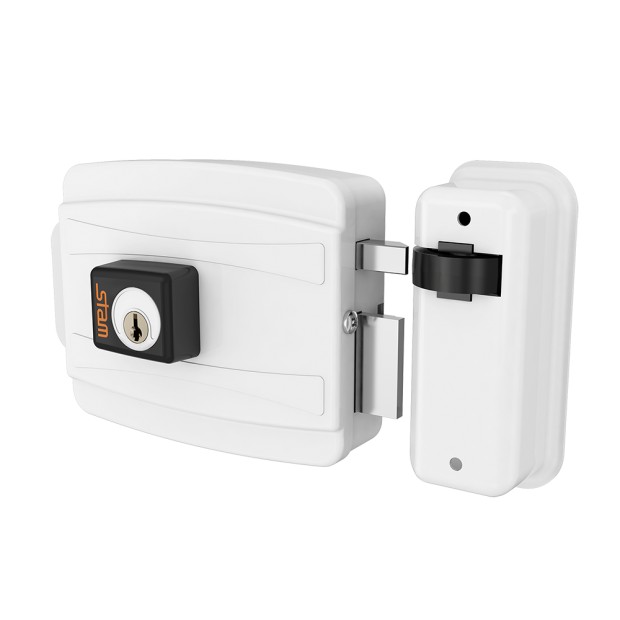 Fechadura Eletrica Cilindro 80mm Abre Para Dentro Externa Branco
