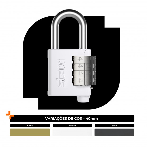 Cadeado Zamac com segredo Branco 40mm Encartelado