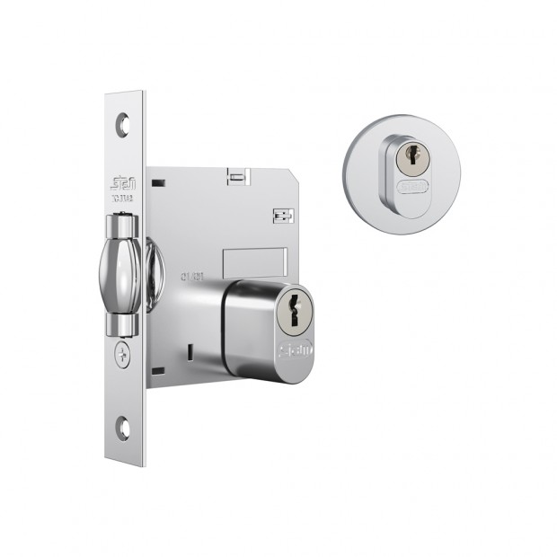Fechadura 1005 Trinco Rolete Roseta Redonda Externa Inox