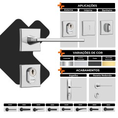 Fechadura Classic 55 3000 Roseta Quadrada Banheiro Cromado