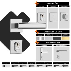 Fechadura Classic 55 3300 Roseta Quadrada Banheiro Cromado