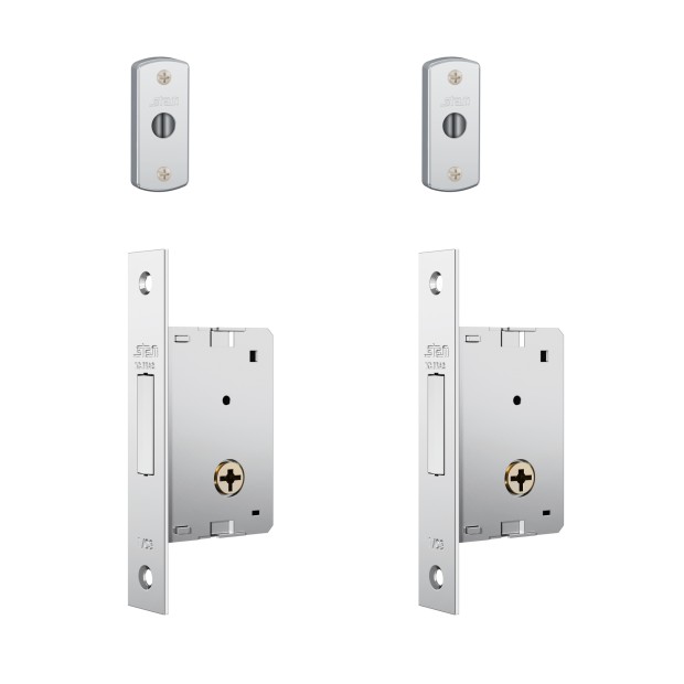 Fechadura 1001 Par Tetra Externa com Espelho 1003 Inox