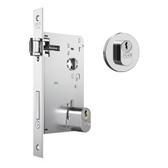Fechadura 1601 Trinco Rolete Roseta Redonda Externa Inox