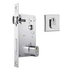 Fechadura 1601 Trinco Rolete Roseta Quadrada Externa Cromado