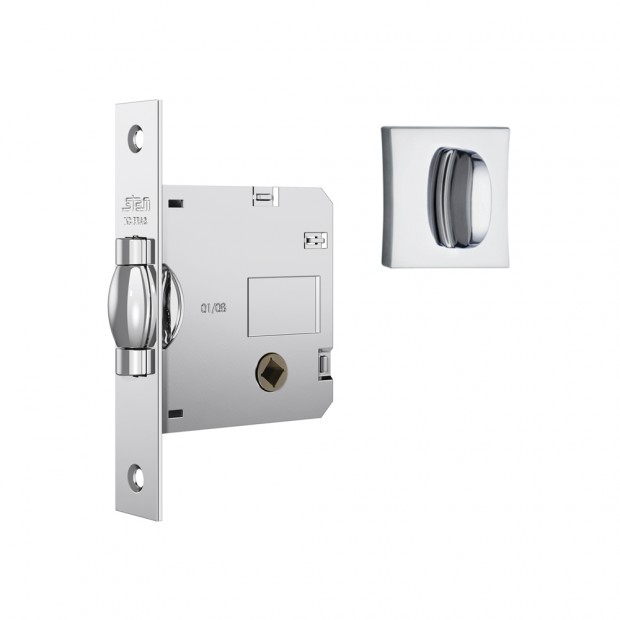 Fechadura 1025 Trinco Rolete Roseta Quadrada Banheiro Cromado