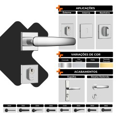Fechadura Classic 40 3100 Roseta Quadrada Interna Inox