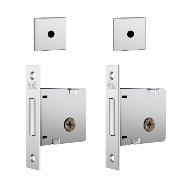 Fechadura 1004 Par Roseta Quadrada 1 Tetra Externa Inox