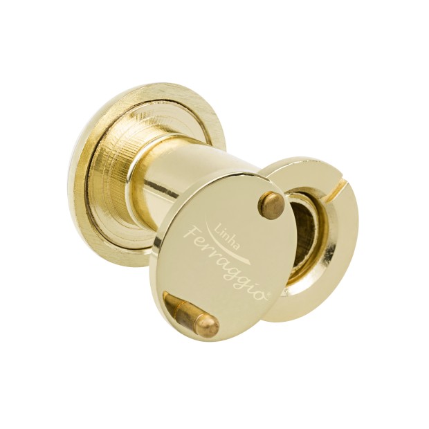 Visor de Porta Angulo 180 Graus Olho Magico Dourado Encartelado