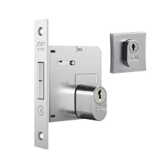 Fechadura 1006 Roseta Quadrada Externa Cromado Escovado
