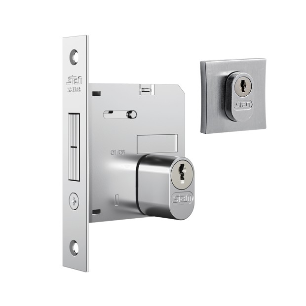 Fechadura 1006 Roseta Quadrada Externa Cromado Escovado