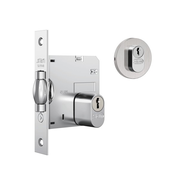 Fechadura 1005 Trinco Rolete Roseta Redonda Externa Inox Escovado