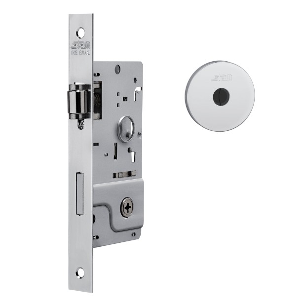 Fechadura 800 Trinco Rolete Roseta Redonda Tetra Externa Inox