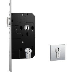 Fechadura Fortinox 4200 Trinco Rolete AISI 304 81mm Roseta Quadrada Externa Inox Escovado