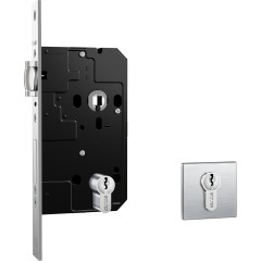 Fechadura Fortinox 4200 Trinco Rolete AISI 304 81mm Roseta Quadrada Externa Inox Escovado