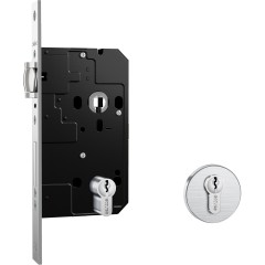 Fechadura Fortinox 4100 Trinco Rolete AISI 304 81mm Roseta Redonda Externa Inox Escovado