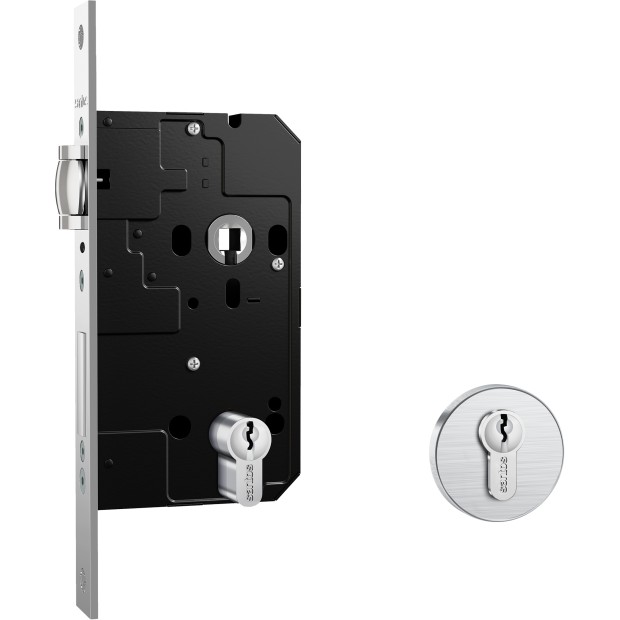 Fechadura Fortinox 4100 Trinco Rolete AISI 304 81mm Roseta Redonda Externa Inox Escovado