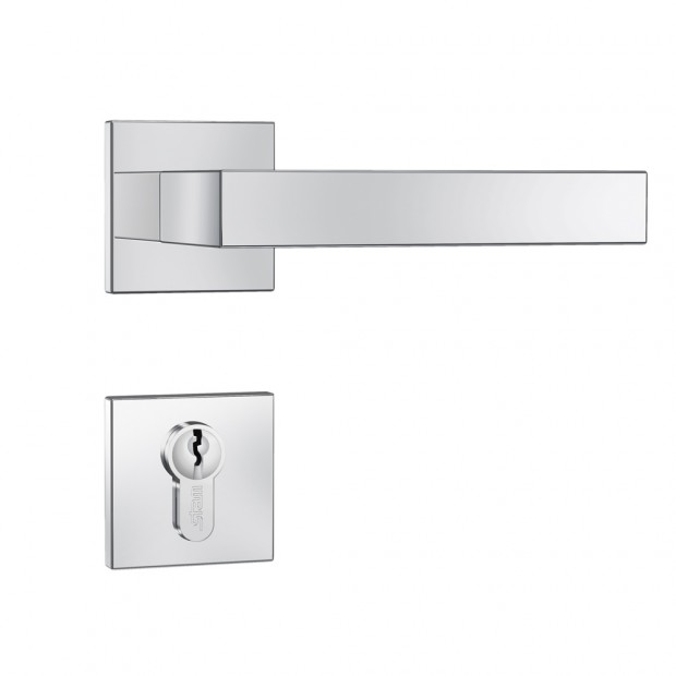 Fechadura Fortinox 4200 AISI 304 61mm Roseta Quadrada Externa Inox Polido