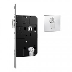 Fechadura Fortinox 4200 Trinco Rolete AISI 304 61mm Roseta Quadrada Externa Inox Polido