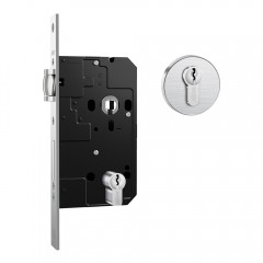 Fechadura Fortinox 4100 Trinco Rolete AISI 304 61mm Roseta Redonda Externa Inox Escovado