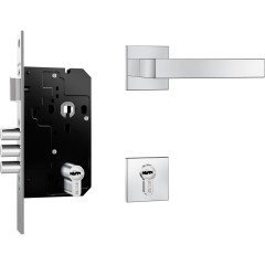 Fechadura Fortinox 4200 3 Pinos AISI 304 61mm Ros. Quadrada Ext. Inox Polido