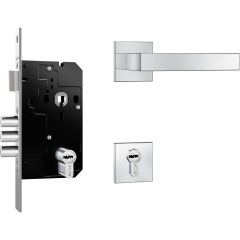Fechadura Fortinox 4200 3 Pinos AISI 304 61mm Ros. Quadrada Ext. Inox Polido