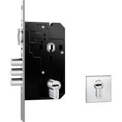 Fechadura Fortinox 4200 Trinco Rolete 3 Pinos AISI 304 61mm Ros. Quadrada Ext. Inox Polido