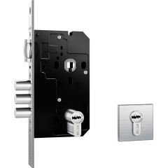 Fechadura Fortinox 4200 Trinco Rolete 3 Pinos AISI 304 61mm Ros. Quadrada Ext. Inox Escovado