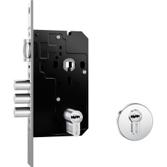 Fechadura Fortinox 4100 Trinco Rolete 3 Pinos AISI 304 81mm Ros. Redonda Ext. Inox Polido