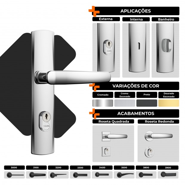 Fechadura Classic 55 3100 Banheiro Black Fosco