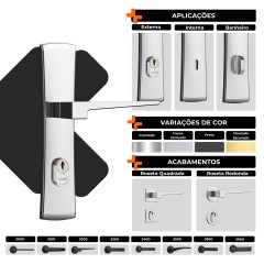 Fechadura Classic 55 3200 Interna Black Fosco