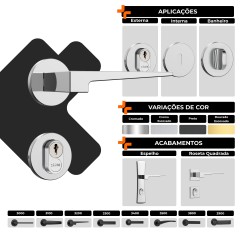 Fechadura Classic 55 3200 Roseta Redonda Banheiro Black Fosco