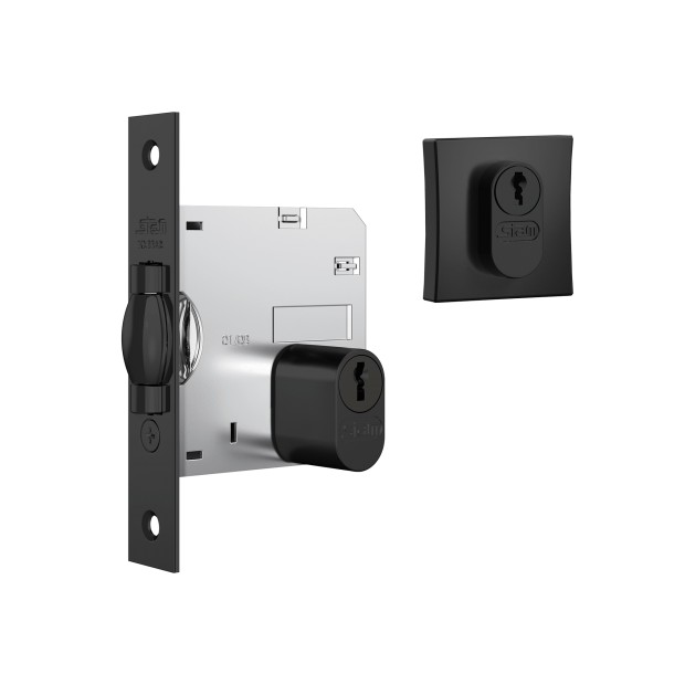 Fechadura 1005 Trinco Rolete Roseta Quadrada Externa Black Fosco