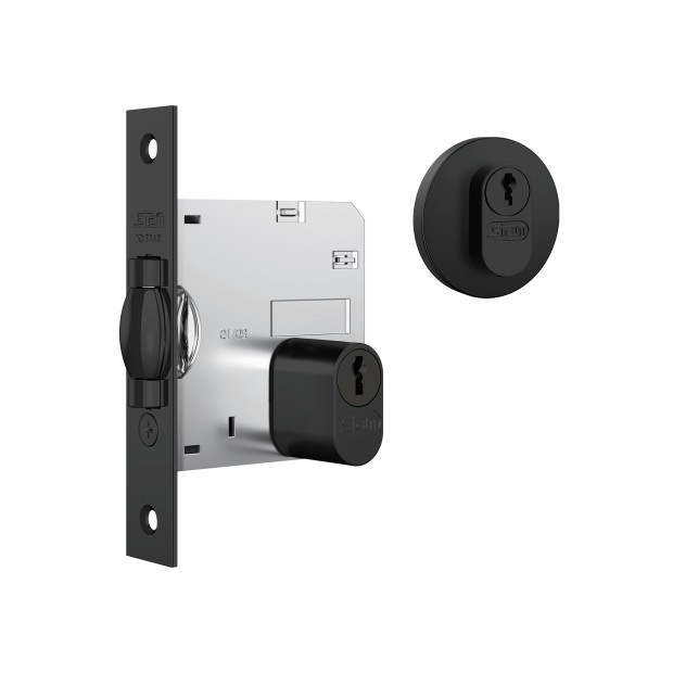 Fechadura 1005 Trinco Rolete Roseta Redonda Externa Black Fosco