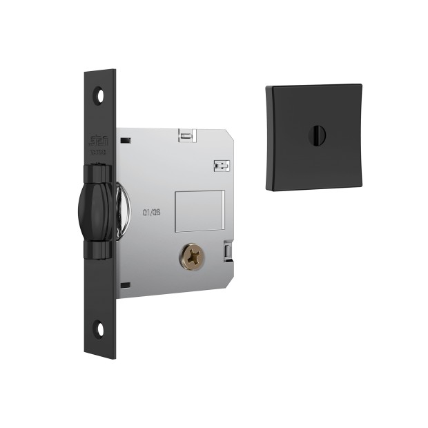 Fechadura 1005 Trinco Rolete Roseta Quadrada Tetra Externa Black Fosco