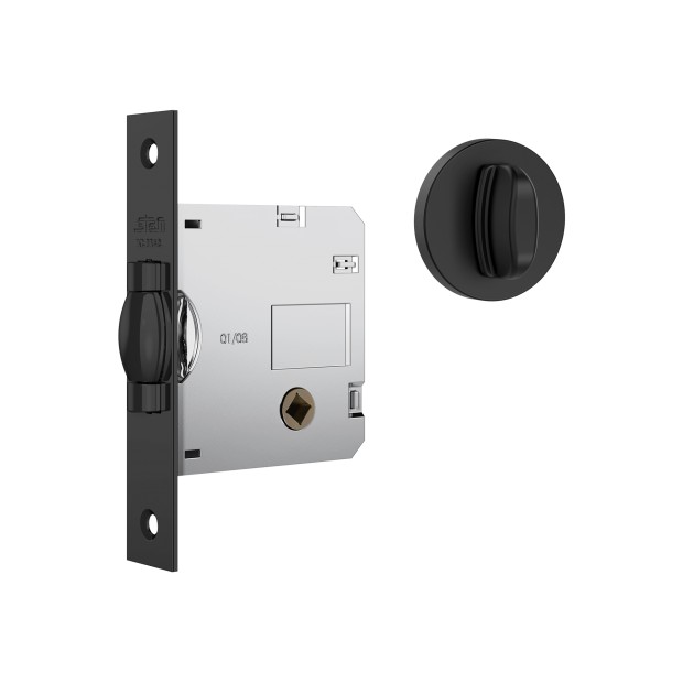 Fechadura 1025 Trinco Rolete Roseta Redonda Banheiro Black Fosco