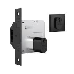 Fechadura 1006 Roseta Quadrada Externa Black Fosco
