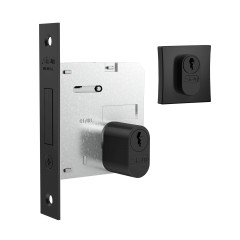 Fechadura 1007 Roseta Quadrada Externa Black Fosco