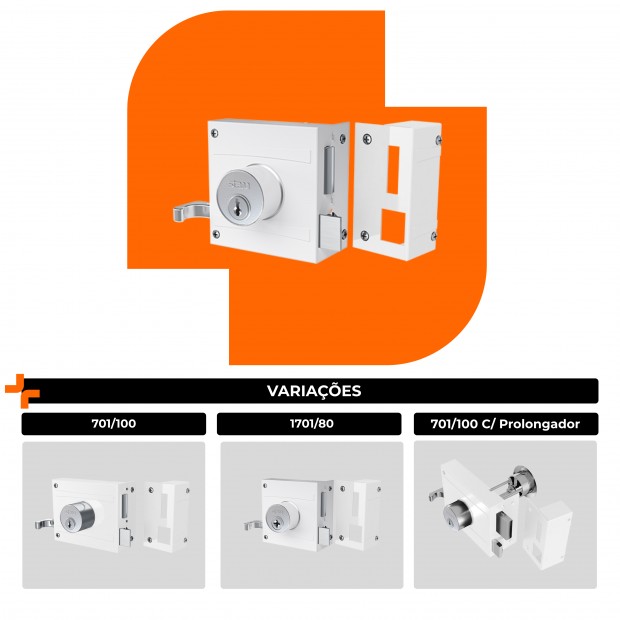 Fechadura 701/80 Branco Espelho Inox
