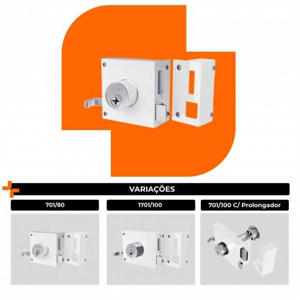 Fechadura 1701/80 Tetra Branco Espelho Inox