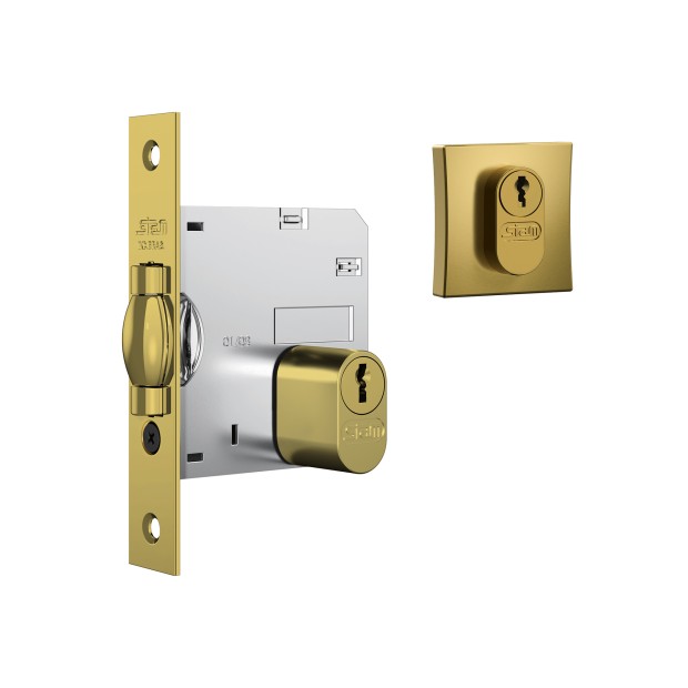 Fechadura 1005 Trinco Rolete Roseta Quadrada Externa Gold