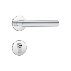 Fechadura Fortinox Ultra 4100 3 Pinos AISI 304 Cilindro HS 100mm Ros. Redonda Ext. Inox Polido