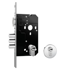 Fechadura Fortinox Ultra 4100 Trinco Rolete 3 Pinos AISI 304 Cilindro HS 80mm Ros. Redonda Ext. Inox