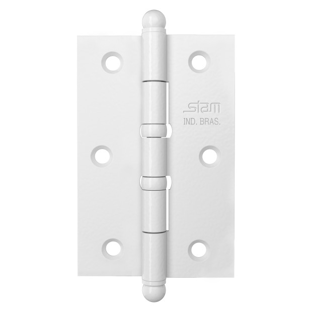 Dobradica 3 1/2 X 2 5/16 X 1,7mm Branco Pino Bola Com 2 Aneis Caixa 24 un.