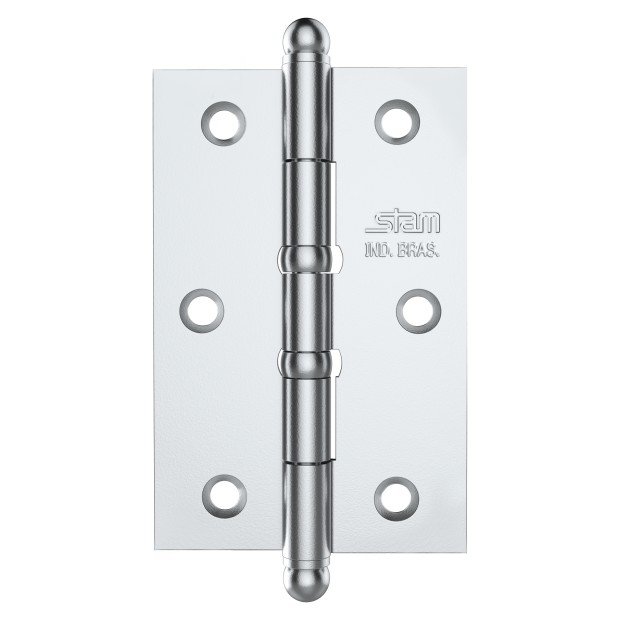 Dobradica 3 1/2 X 2 5/16 X 1,7mm Cromado Pino Bola Com 2 Aneis 3 un. Enc.
