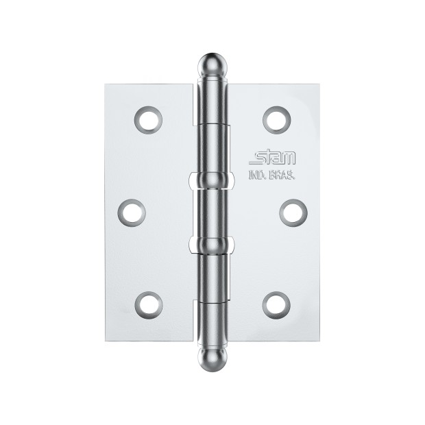 Dobradica 3 X 2 1/2 X 1,7mm Cromado Pino Bola Com 2 Aneis 3 un. Enc.