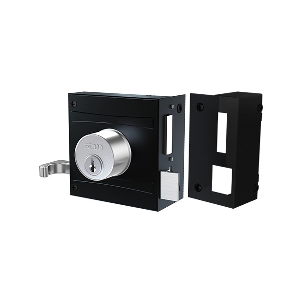 Fechadura 701/80 Preto Fosco Espelho Inox